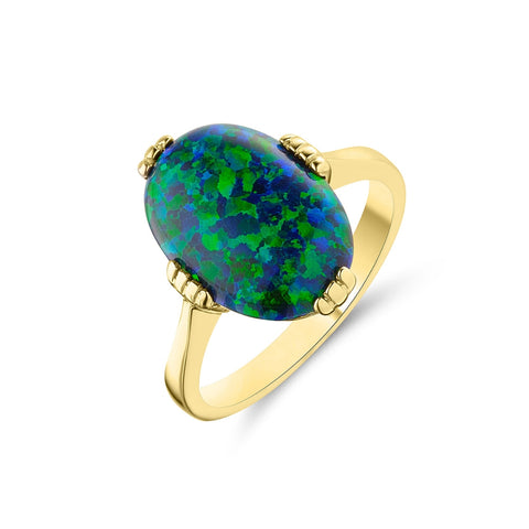 yellow gold opal triplet ring