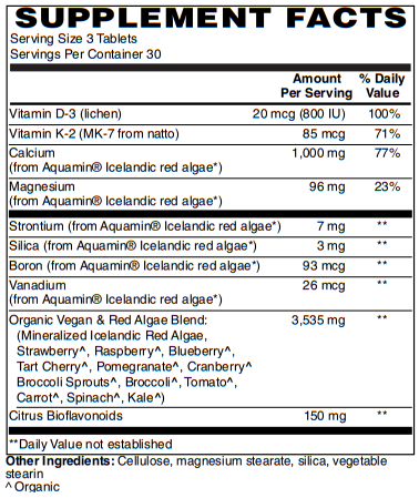 BariatricPal Algae Based Calcium 1,000mg Tablets with Magnesium, D3 and K2 - Vegan Approved!