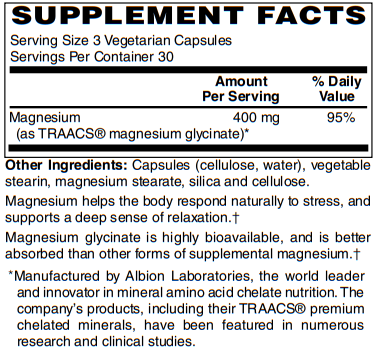 BariatricPal Magnesium Glycinate (400mg) Vegetarian Capsules - Supports Calmness & Relaxation