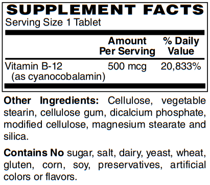 BariatricPal Vitamin B-12 (500mcg) Tablets - Cherry Flavored Tablets (100 count)