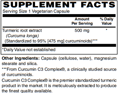 Turmeric Extract Capsules (500mg) with Curcumin C3 Complex® by BariatricPal