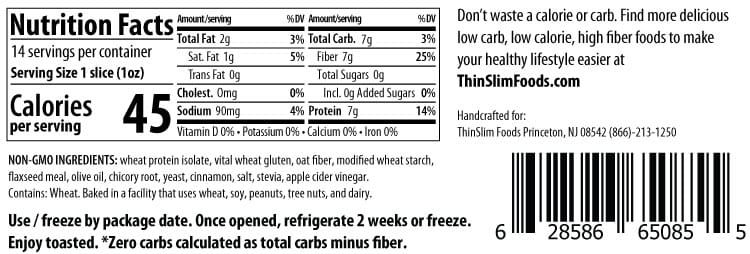 ThinSlim Foods Zero Carb Protein Bread - Honey