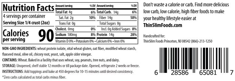 ThinSlim Foods Zero Carb Protein Pizza Crust