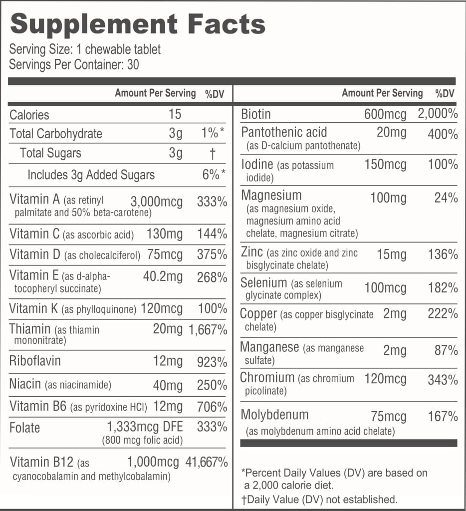 BariatricPal Multivitamin ONE 1 per Day! Bariatric Multivitamin Chewable & IRON-FREE - Orange Citrus (NEW!)