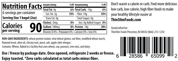 ThinSlim Foods Zero Carb Protein Bagels - Plain