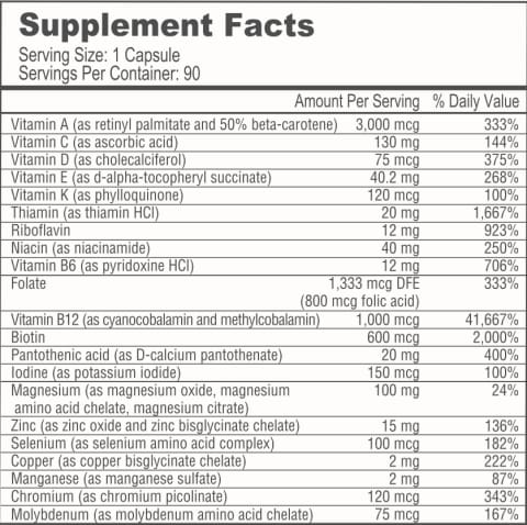 BariatricPal Multivitamin ONE 1 per Day! Bariatric Multivitamin Capsule - Iron Free