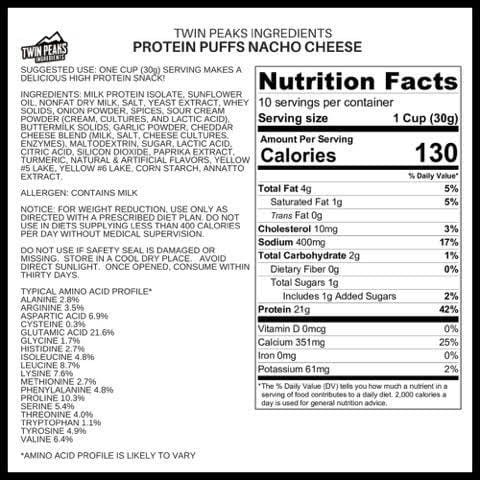 Twin Peaks Ingredients Protein Puffs - Nacho Cheese