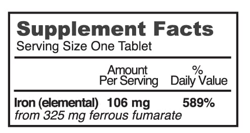 Ferretts Super High Potency Iron Supplement (106mg) - Tablets (60)