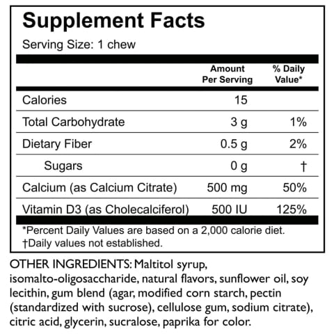 Celebrate Sugar-Free Calcium Citrate Soft Chews 500mg - Variety Pack