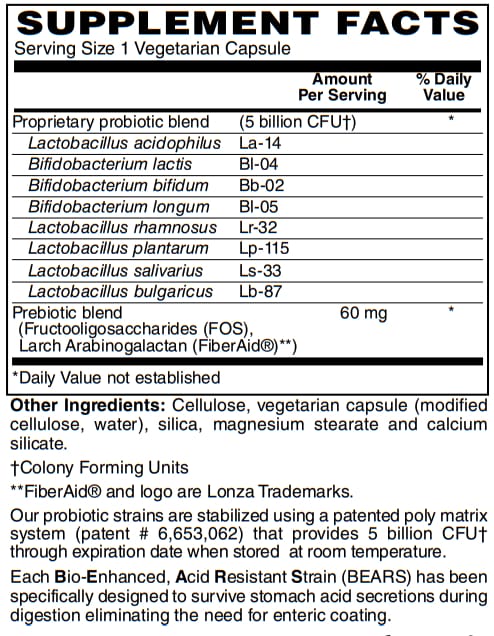BariatricPal Suprema Dophilus Prebiotic & Probiotic Gastrointestinal & Immune Health 5 Billion CFU Vegetarian Capsules (60ct)