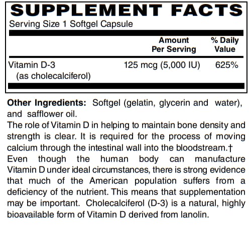 BariatricPal Vitamin D-3 125mcg (5000 IU) - Easy Swallow Vegetarian Softgels