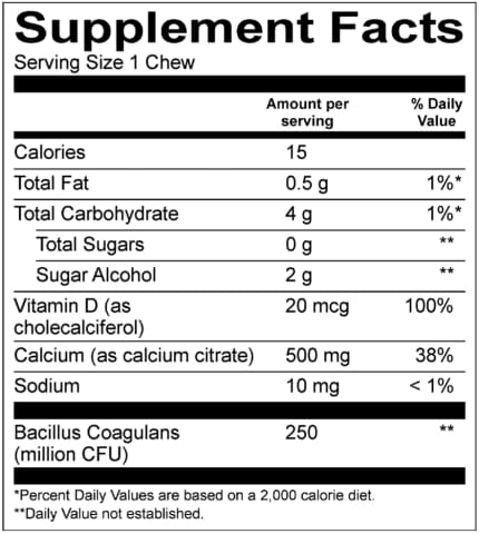 BariatricPal Sugar-Free Calcium Citrate Soft Chews 500mg with Probiotics - Chocolate Mint