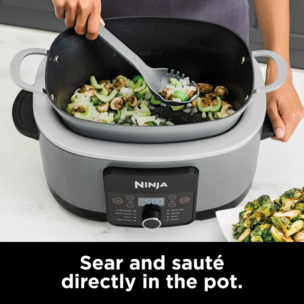  Ninja MC1001 Foodi PossibleCooker PRO 8.5 Quart Multi-Cooker,  with 8-in-1 Slow Cooker, Dutch Oven, Steamer, Glass Lid Integrated Spoon,  Nonstick, Oven Safe Pot to 500°F, Sea Salt Gray: Home & Kitchen