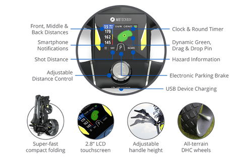 Motocaddy M3 GPS DHC Electric Caddy features.