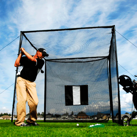 Parbuster Bentley Golf Driving Range with golfer swinging.