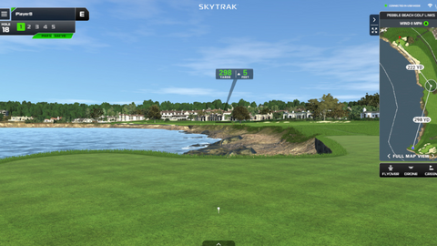 SkyTrak Course Play Pebble Beach user interface.