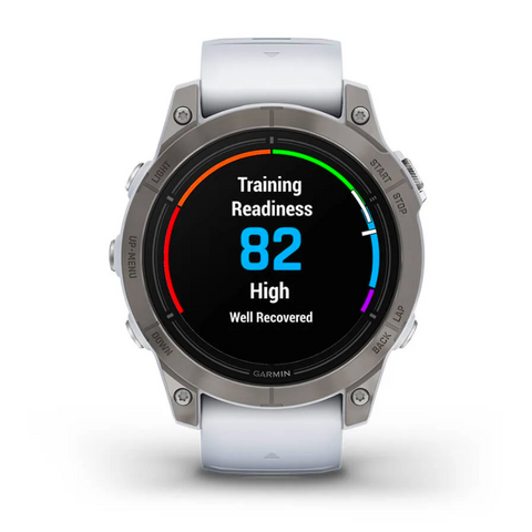 Garmin epix Pro (Gen 2) Sapphire Edition 47 mm Titanium with Whitestone Band training readiness user interface.