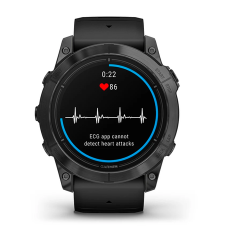 Garmin epix Pro (Gen 2) Standard Edition 51 mm Slate Gray with Black Band ECG App user interface.