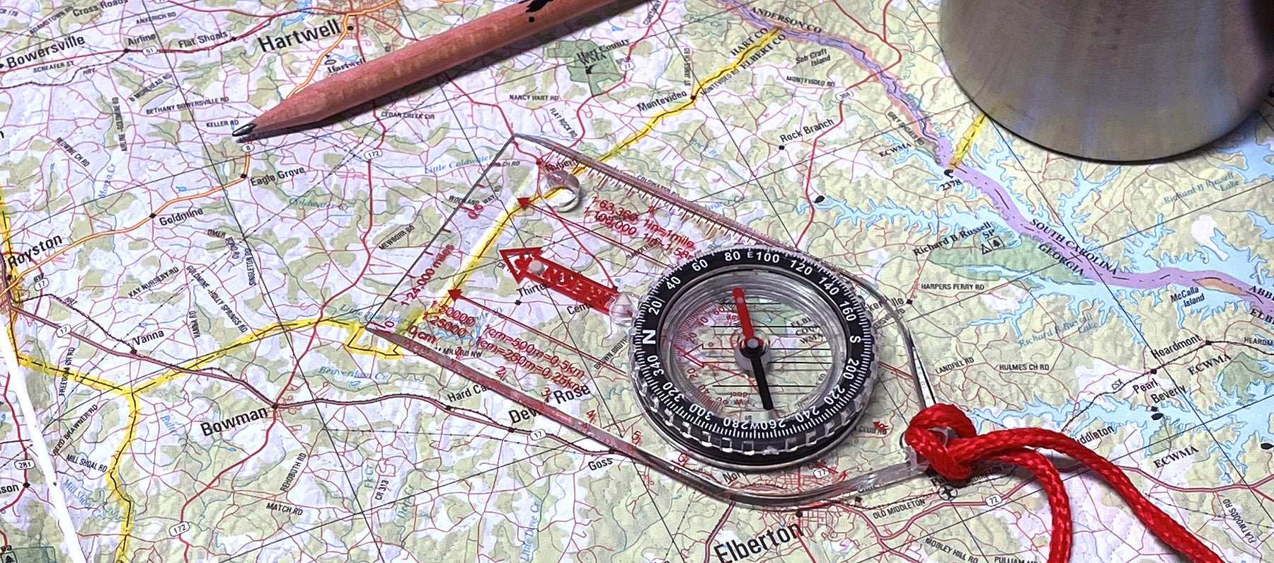 Map Compass sample image with the Treknor Deluxe Map Compass
