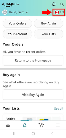 how to change country on amazon app