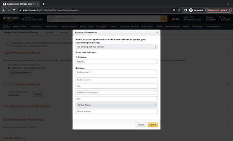 how to change country on amazon quickly