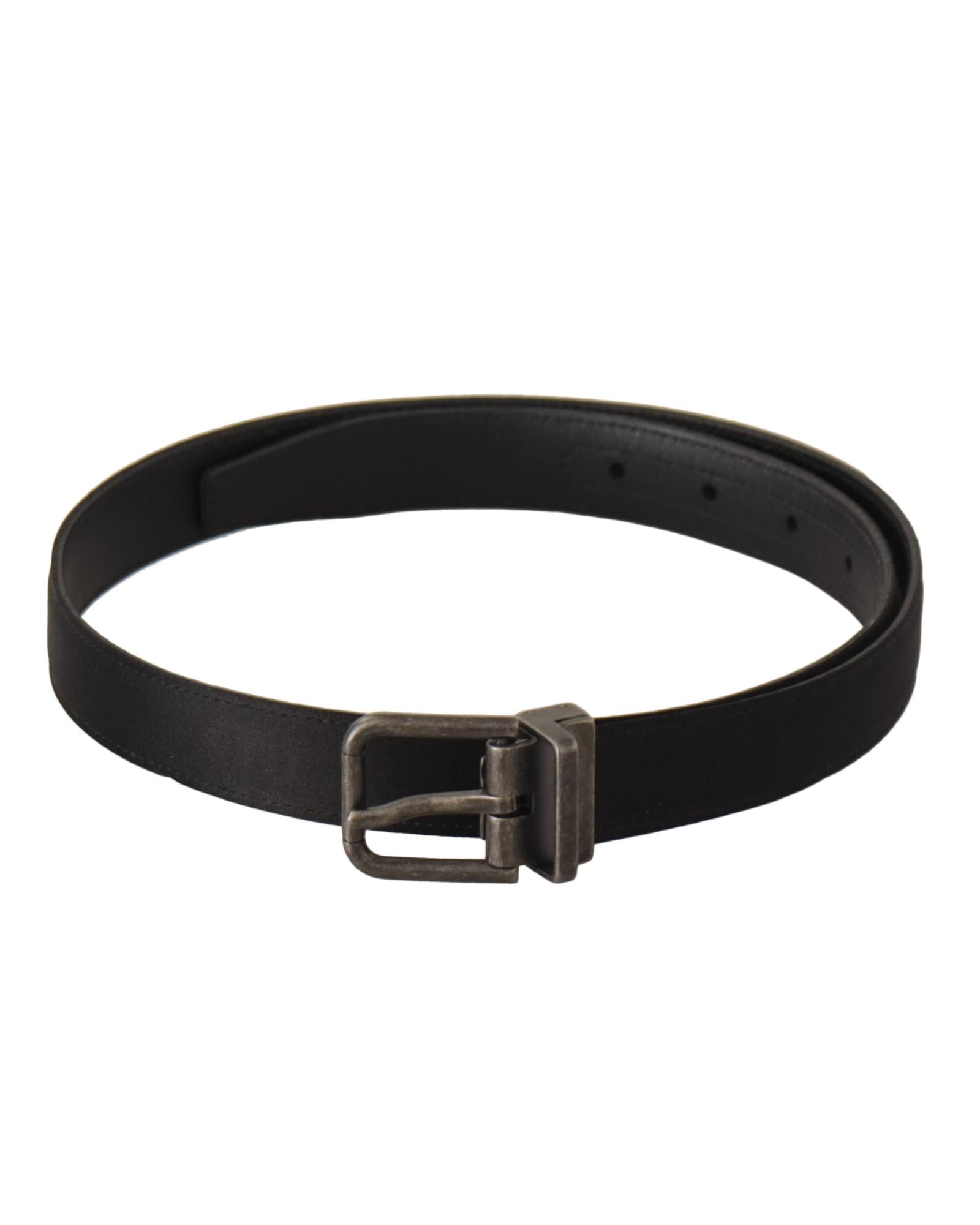 image of Dolce & Gabbana Women's Black Calfskin Leather Vintage Metal Buckle Belt