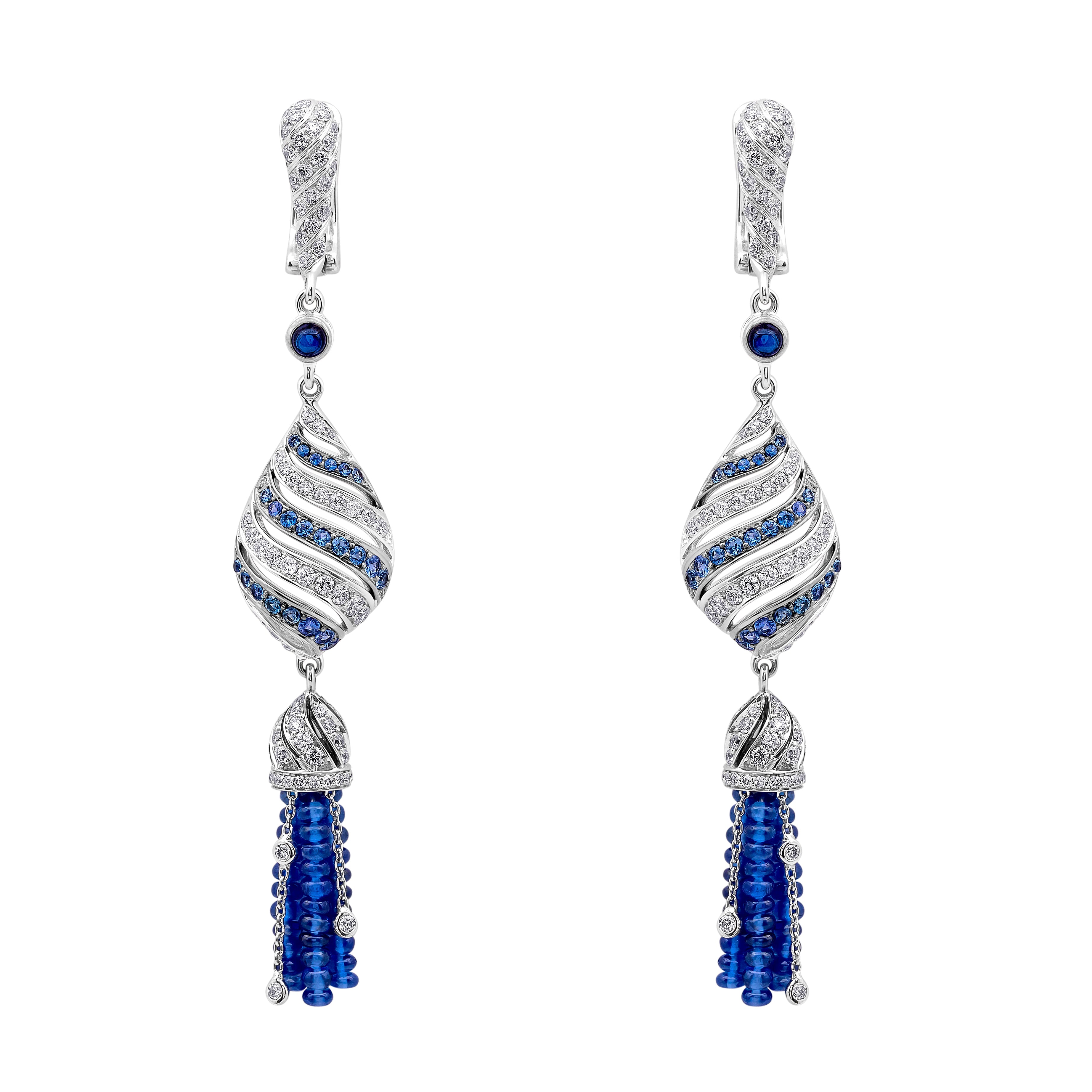 image of Blue Sapphire Drop Earrings