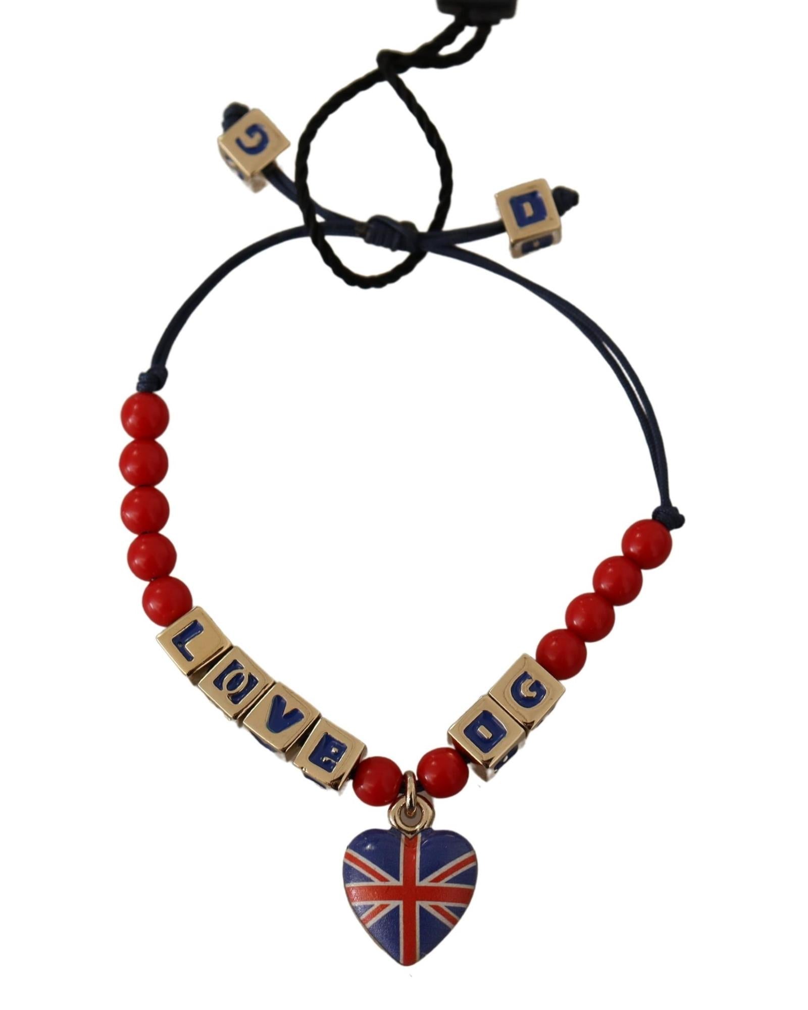 Image of Dolce & Gabbana Women's Red Blue Beaded DG LOVES LONDON Flag Branded Bracelet