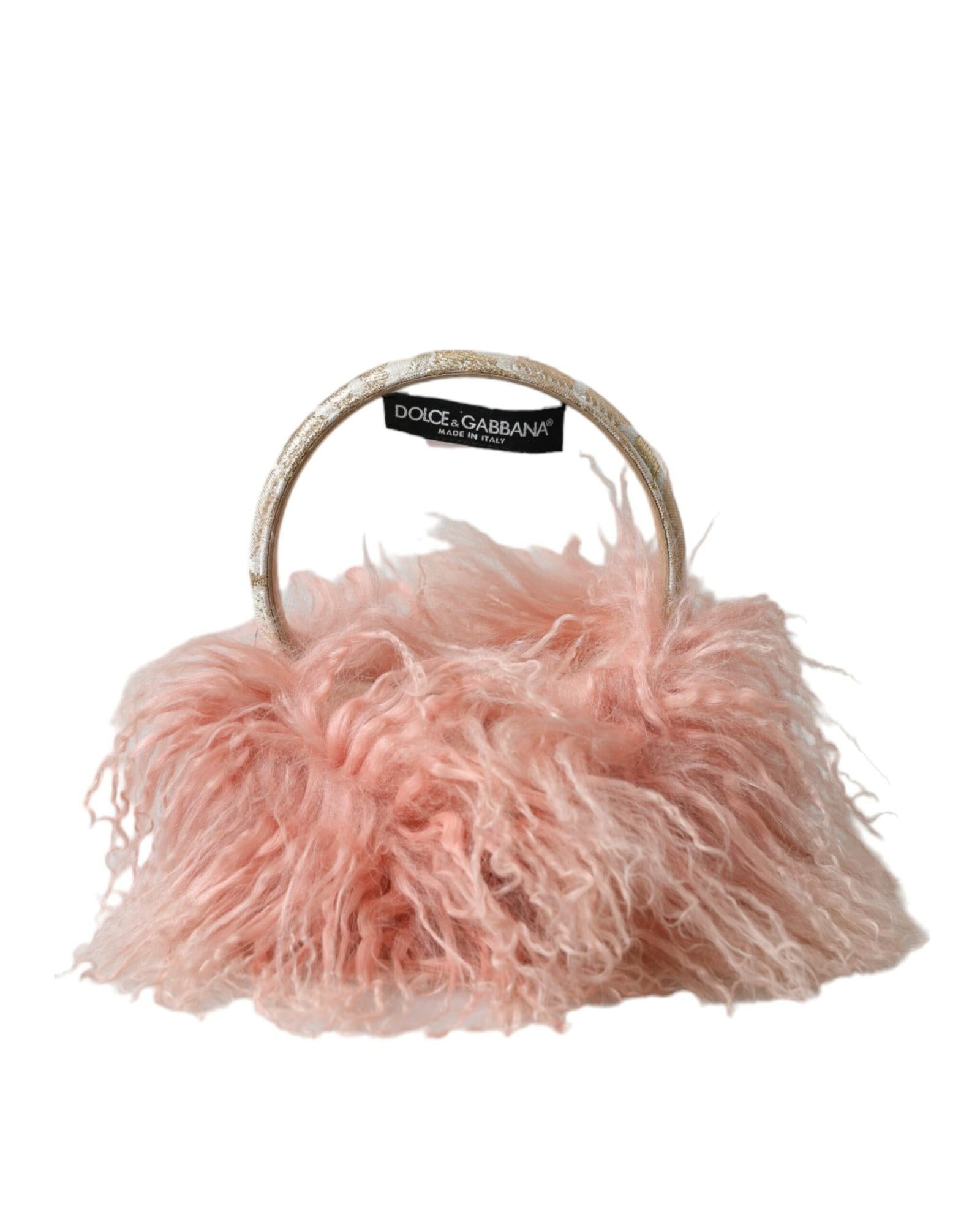 image of Dolce & Gabbana Women's Pink Shearling Fur Winter Warmer Headband Ear Muffs