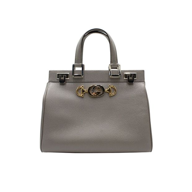 image of Gucci Small Zumi Top Handle Bag in Grey Leather