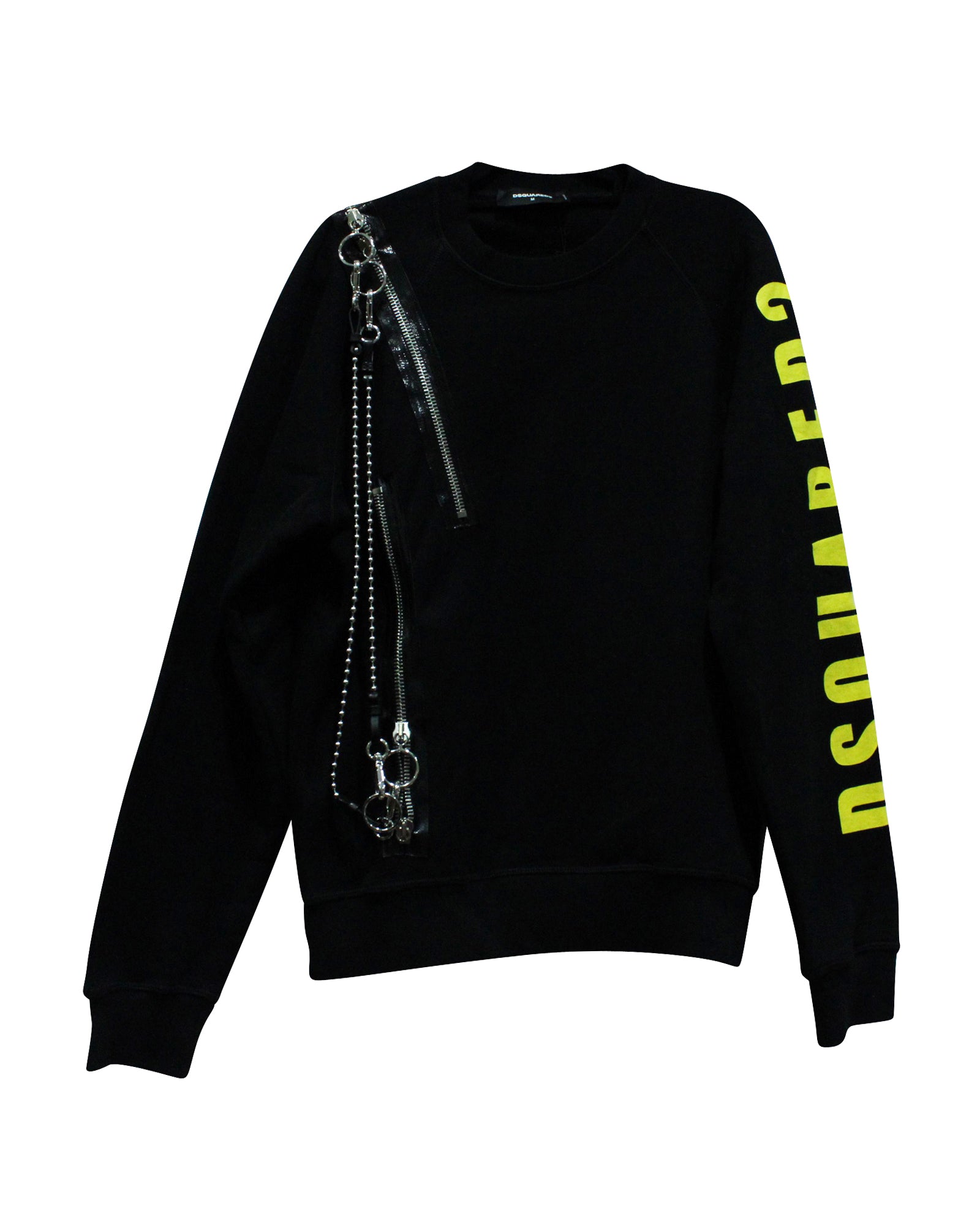 image of Dsquared Printed Sweatshirt with Chain in Black Cotton