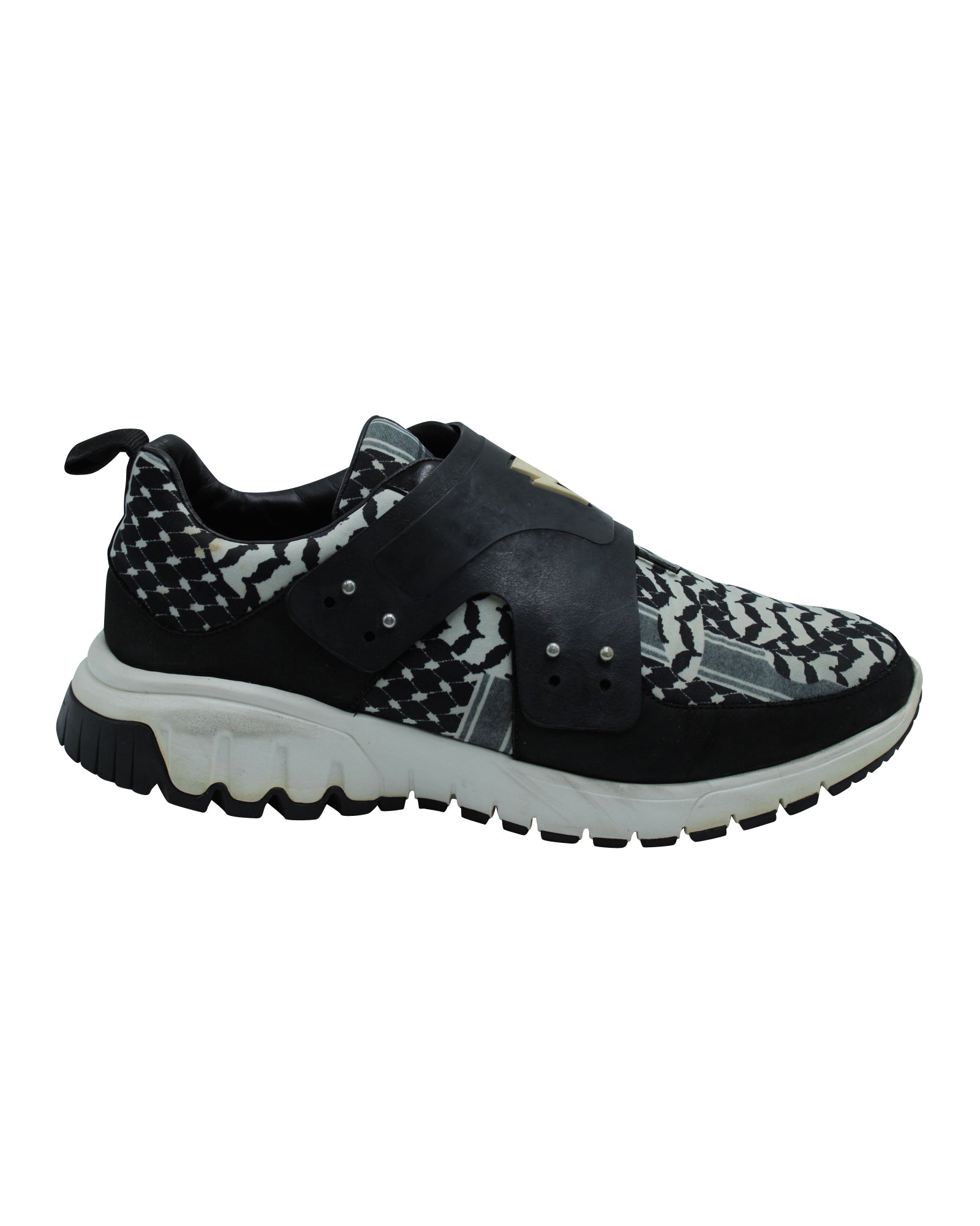 image of Neil Barrett Nubuck and Leather-Trimmed Printed Sneakers in Multicolor Neoprene