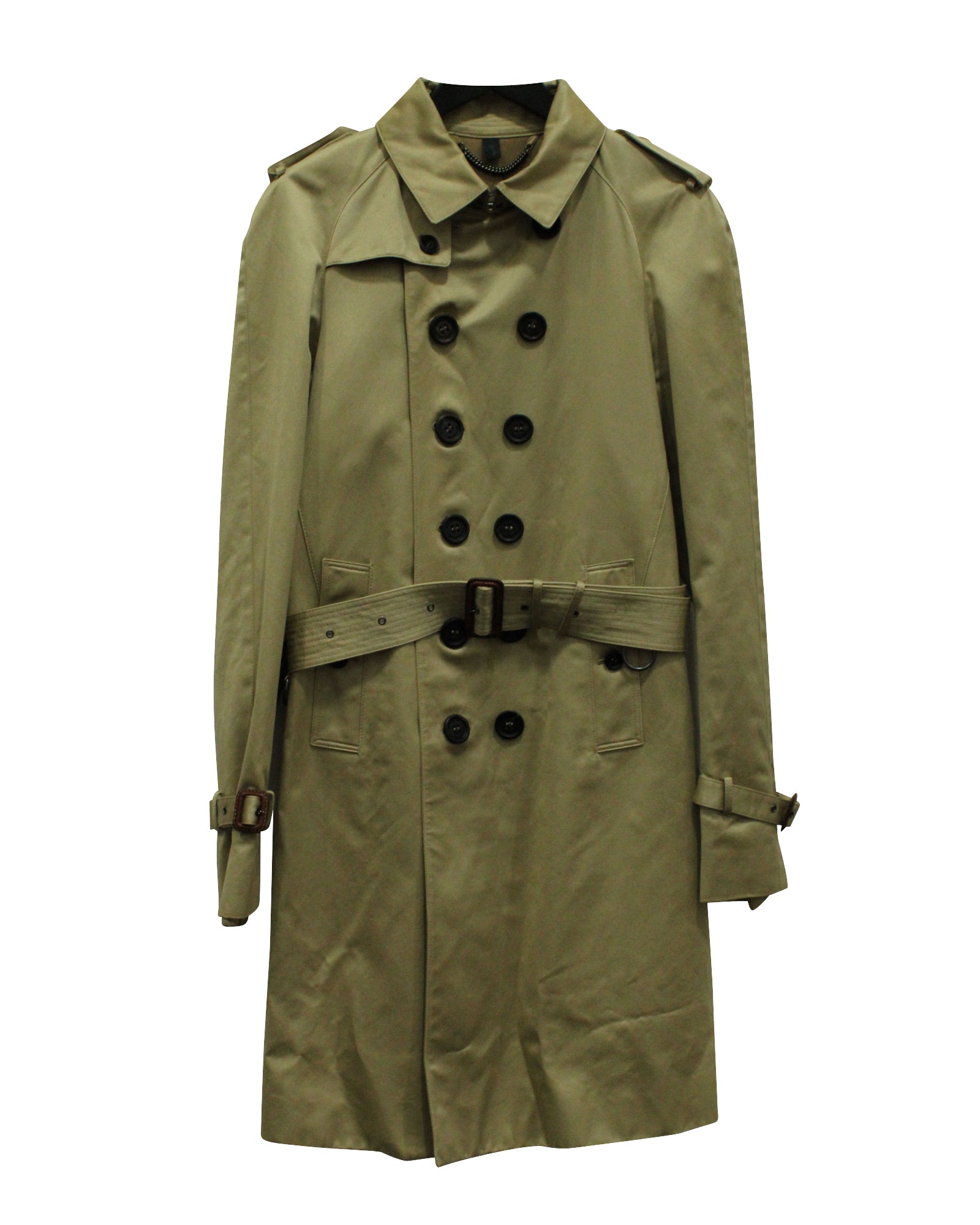 Image of Burberry Prorsum Belted Trench Coat in Beige Cotton