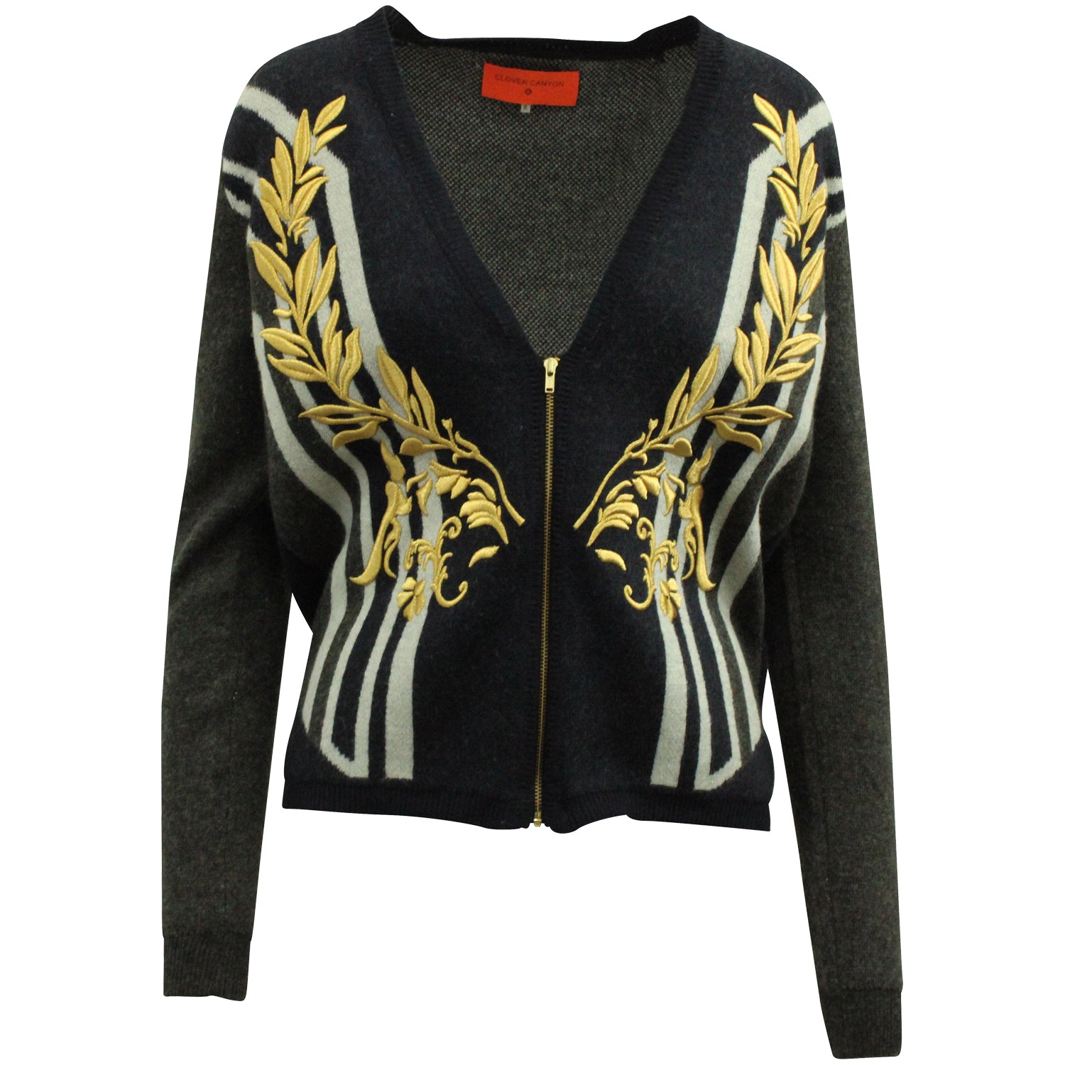 Image of Clover Canyon Embroidered Rib Knit Cardigan in Multicolor Viscose