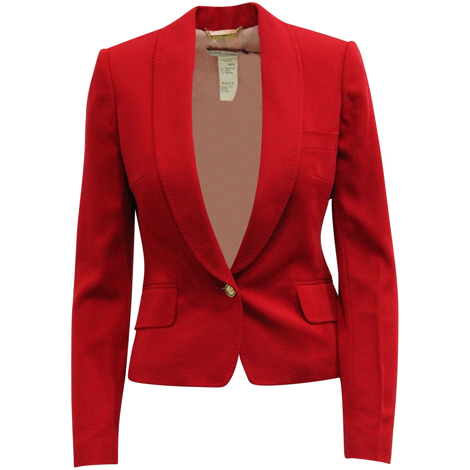 image of Dolce & Gabbana Single Button Blazer in Red Wool