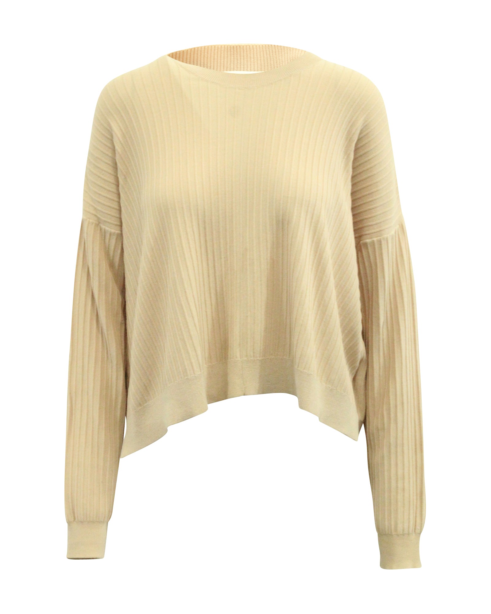 Image of Acne Studios Issy Rib Long Sleeve Top in Beige Cotton