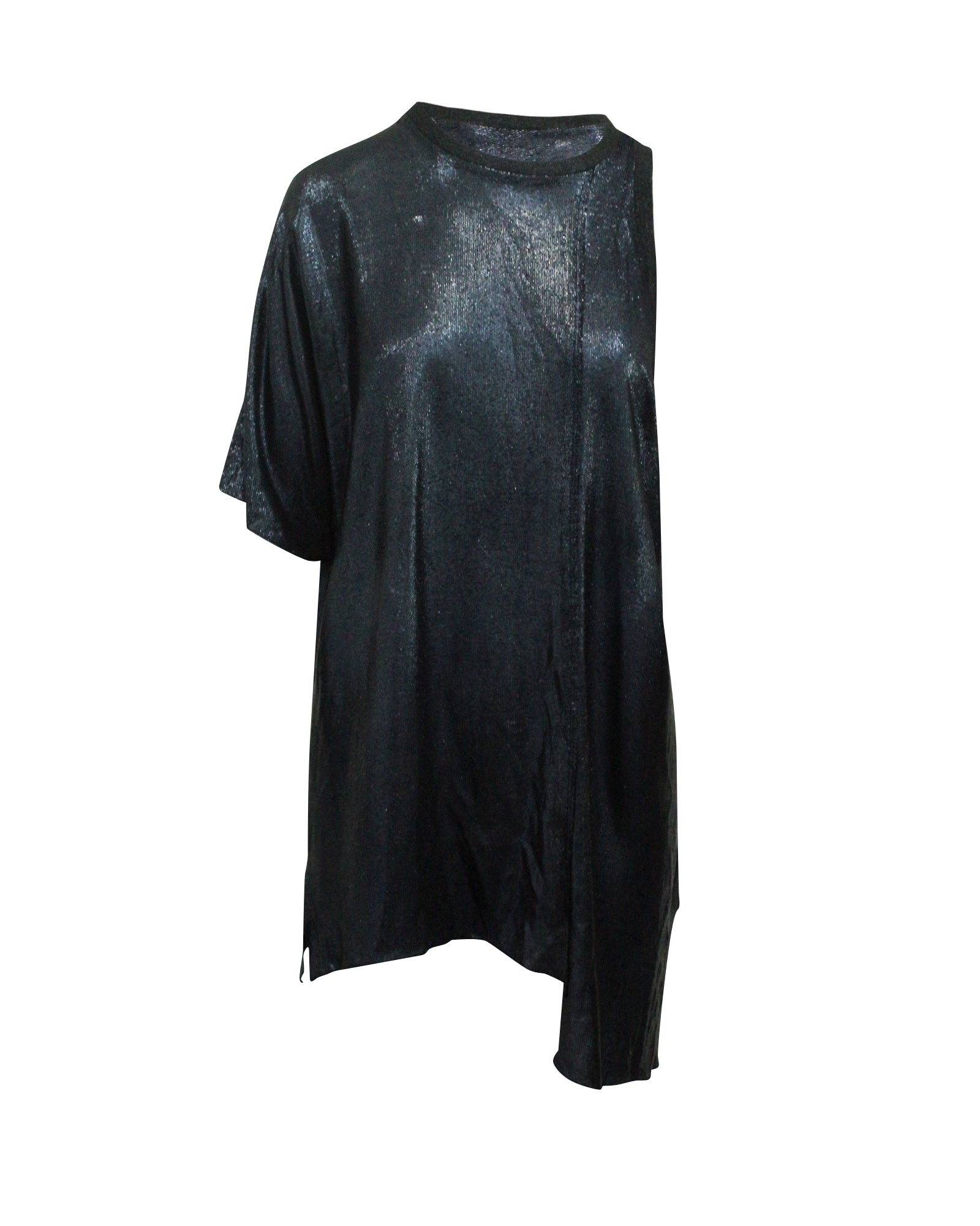 image of Golden Goose One-Sleeve T-Shirt in Navy Blue Viscose