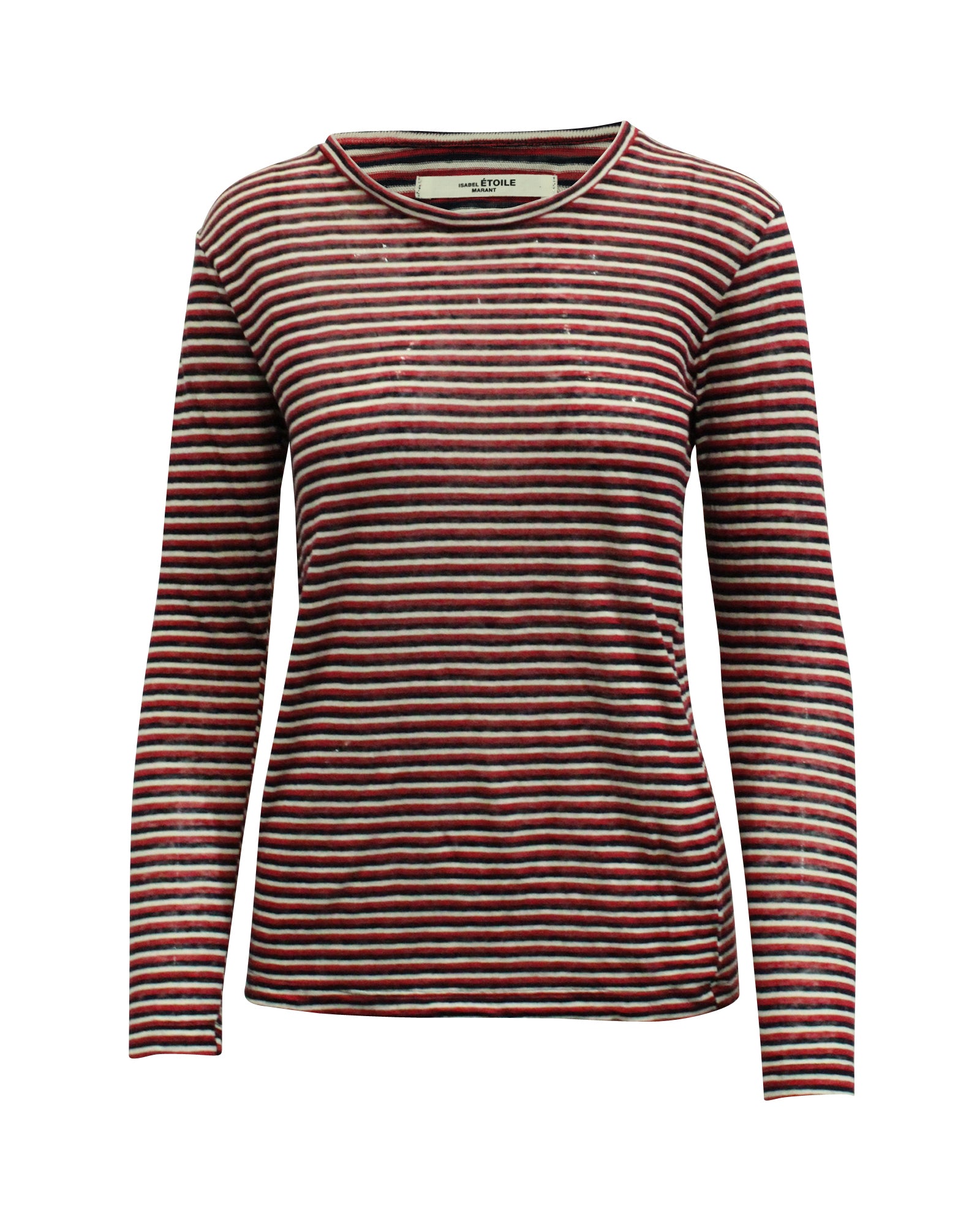 image of Isabel Marant Kaaron Striped Shirt in Red and Black Linen