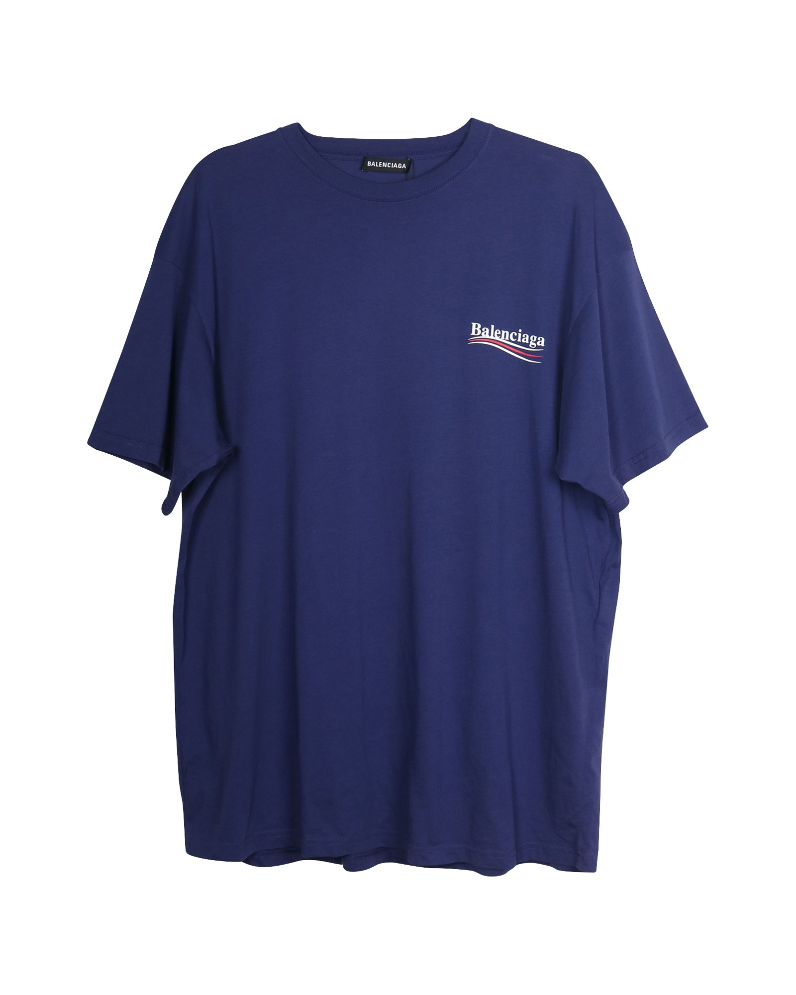 image of Balenciaga Political Campaign Logo Tee in Blue Cotton