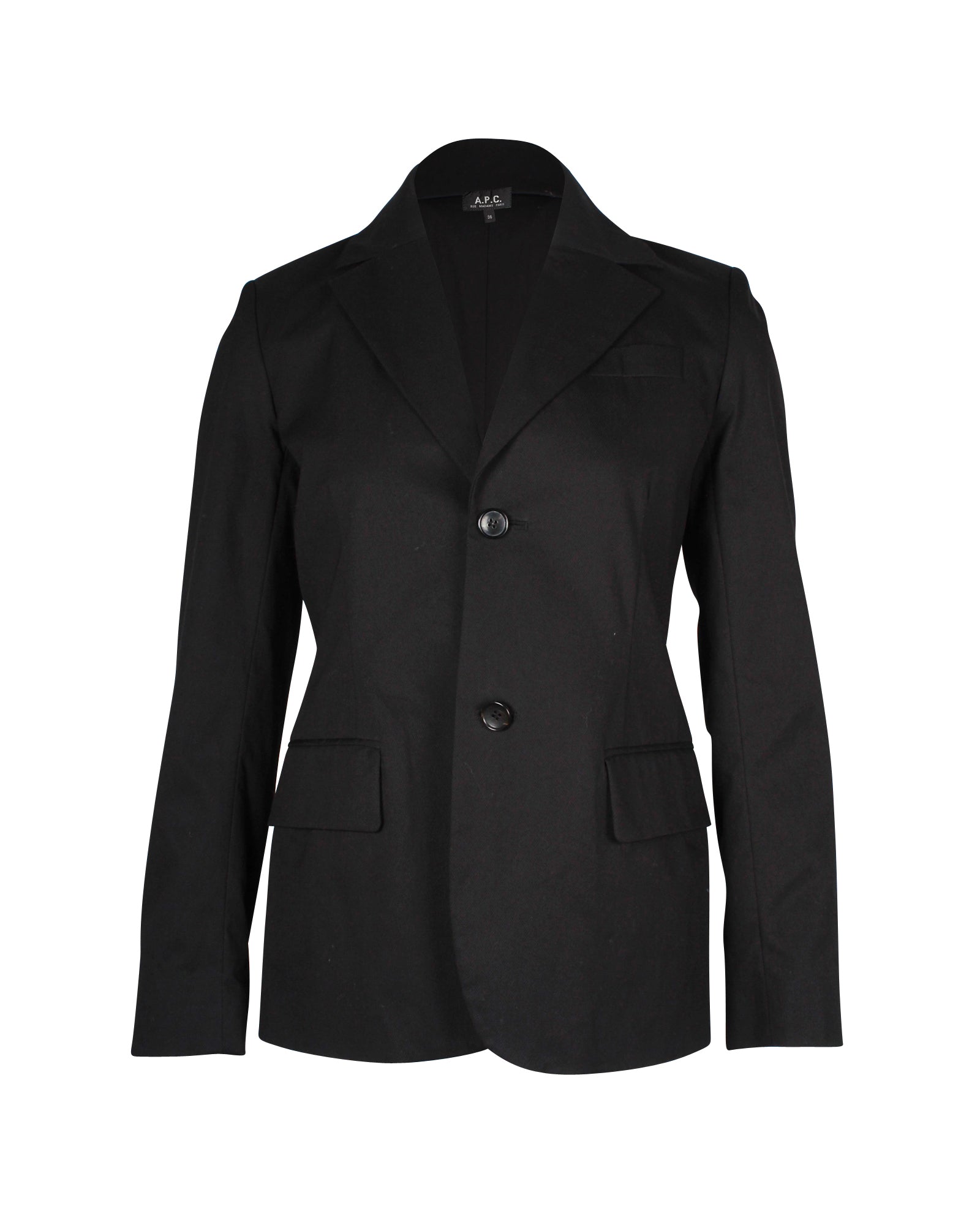 image of A.P.C Classic Blazer in Black Cotton Blend