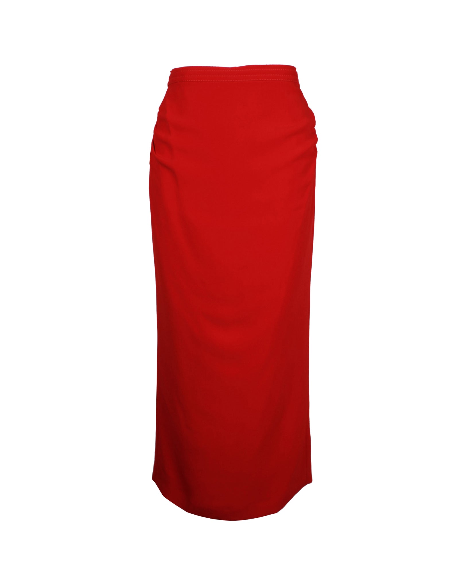 Image of Nº21 High Waist Midi Pencil Skirt in Red Viscose Acetate Blend