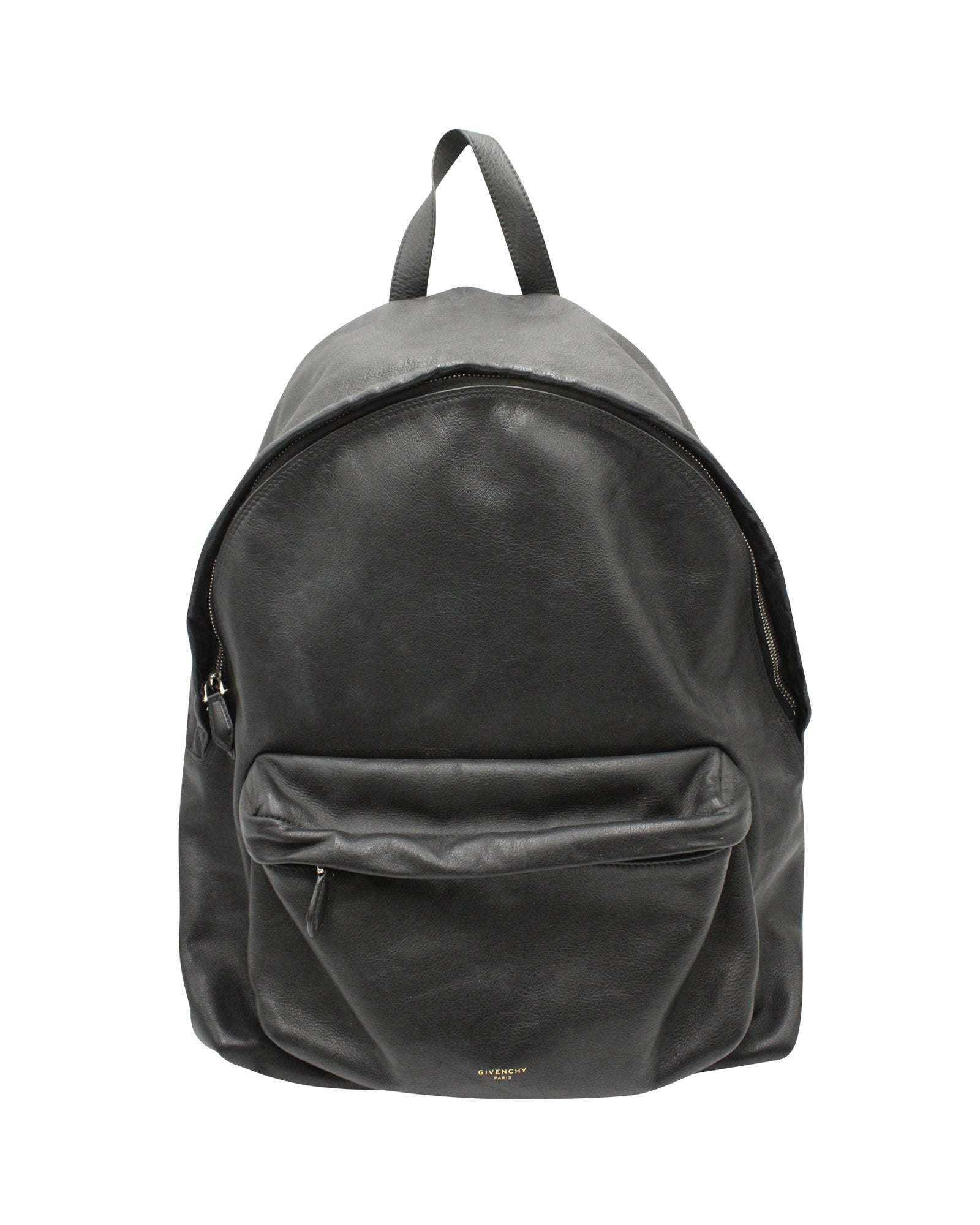 image of Givenchy Logo Backpack in Black Leather