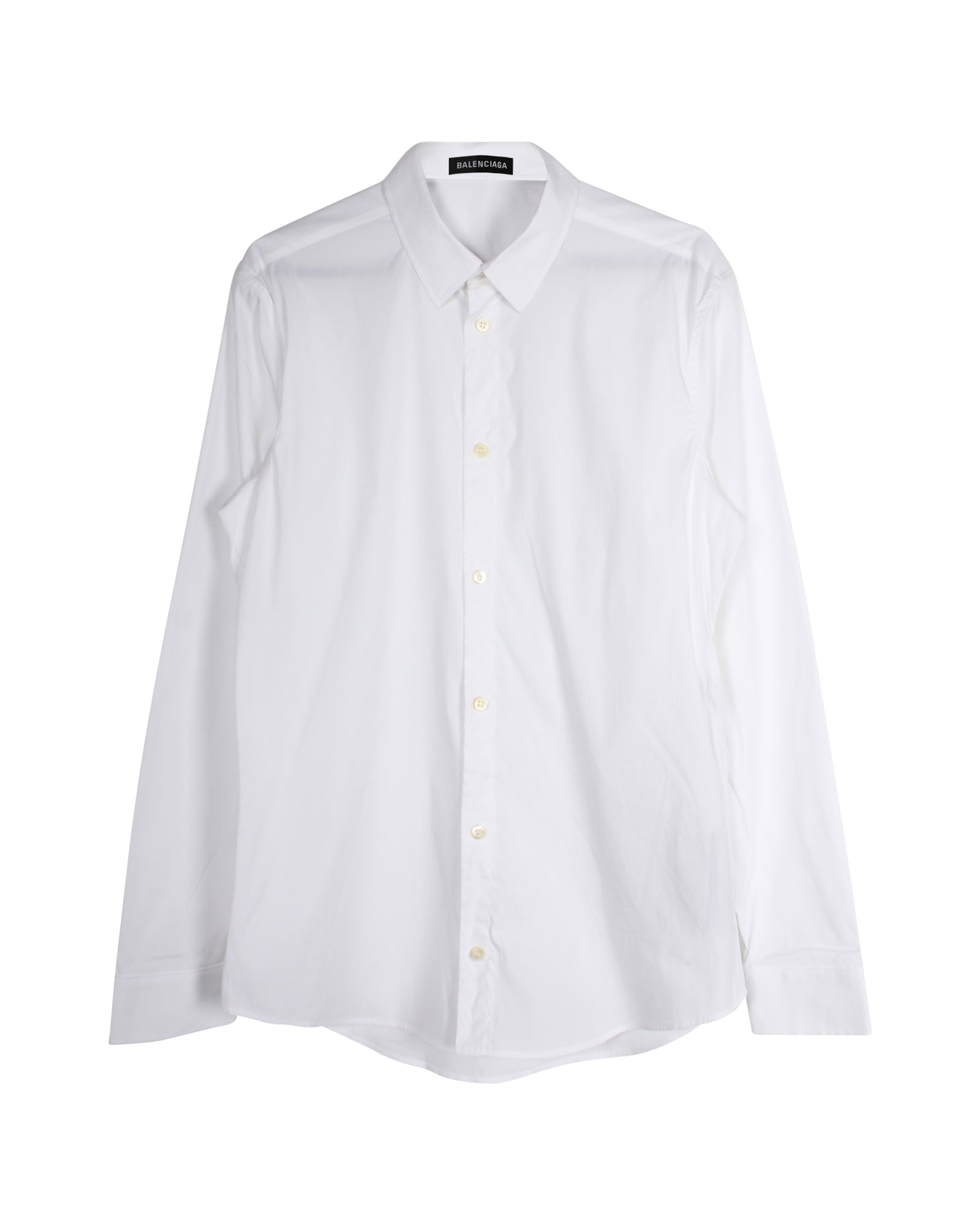 image of Balenciaga Long Sleeves Buttoned Shirt in White Cotton