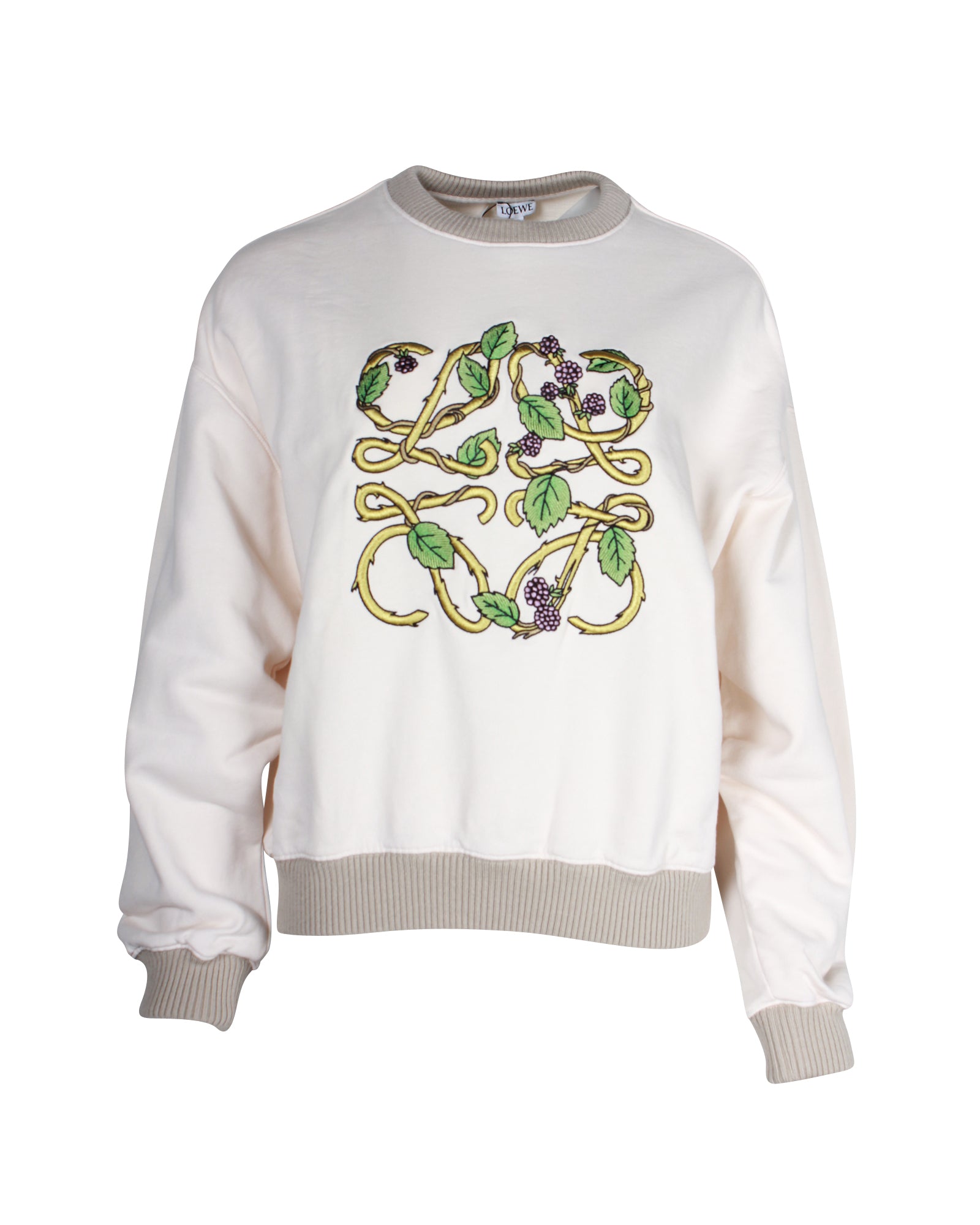 Image of Loewe Herbarium-Anagram Sweater in Cream Cotton