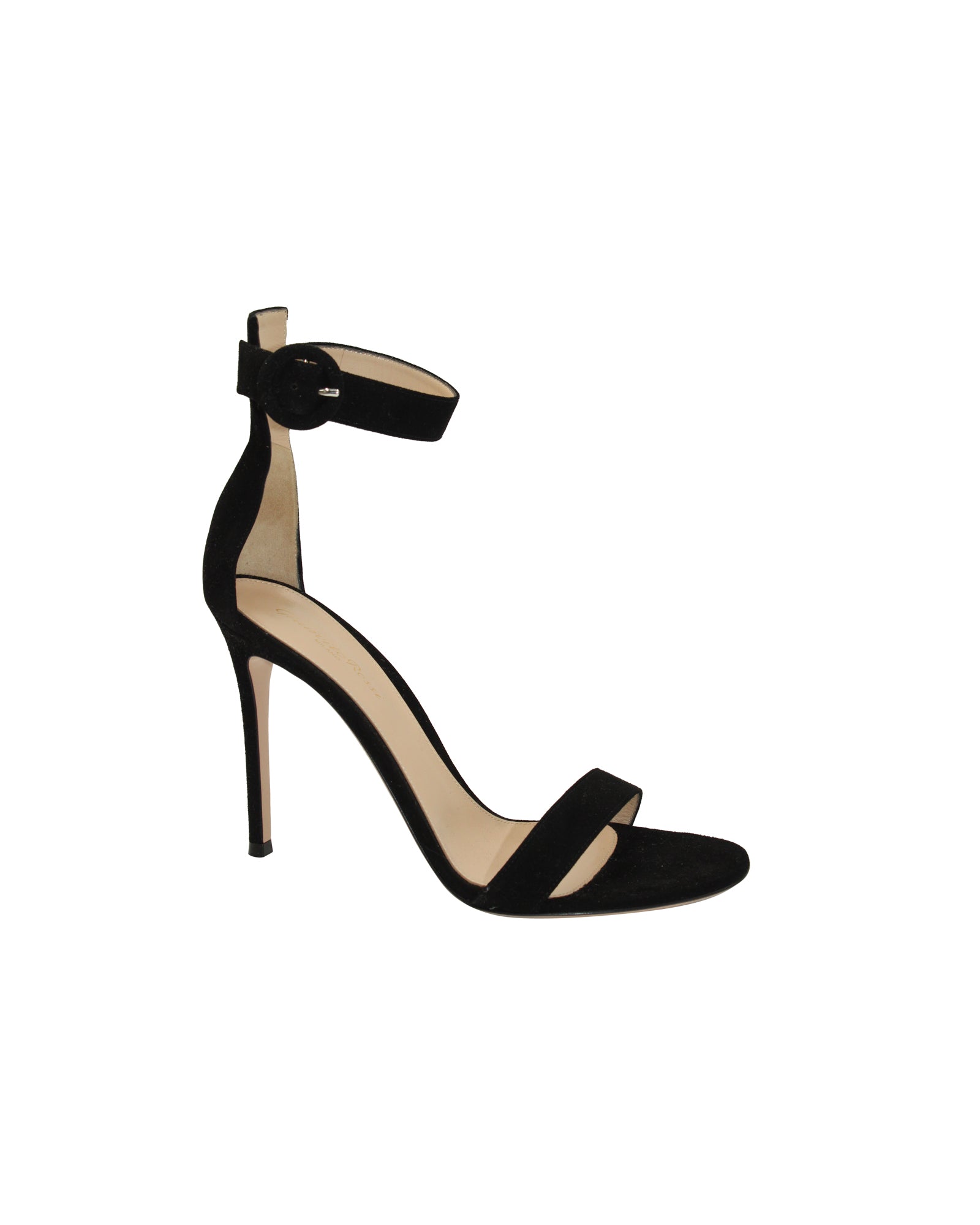 image of Gianvito Rossi Portofino 105 Sandals in Black Suede