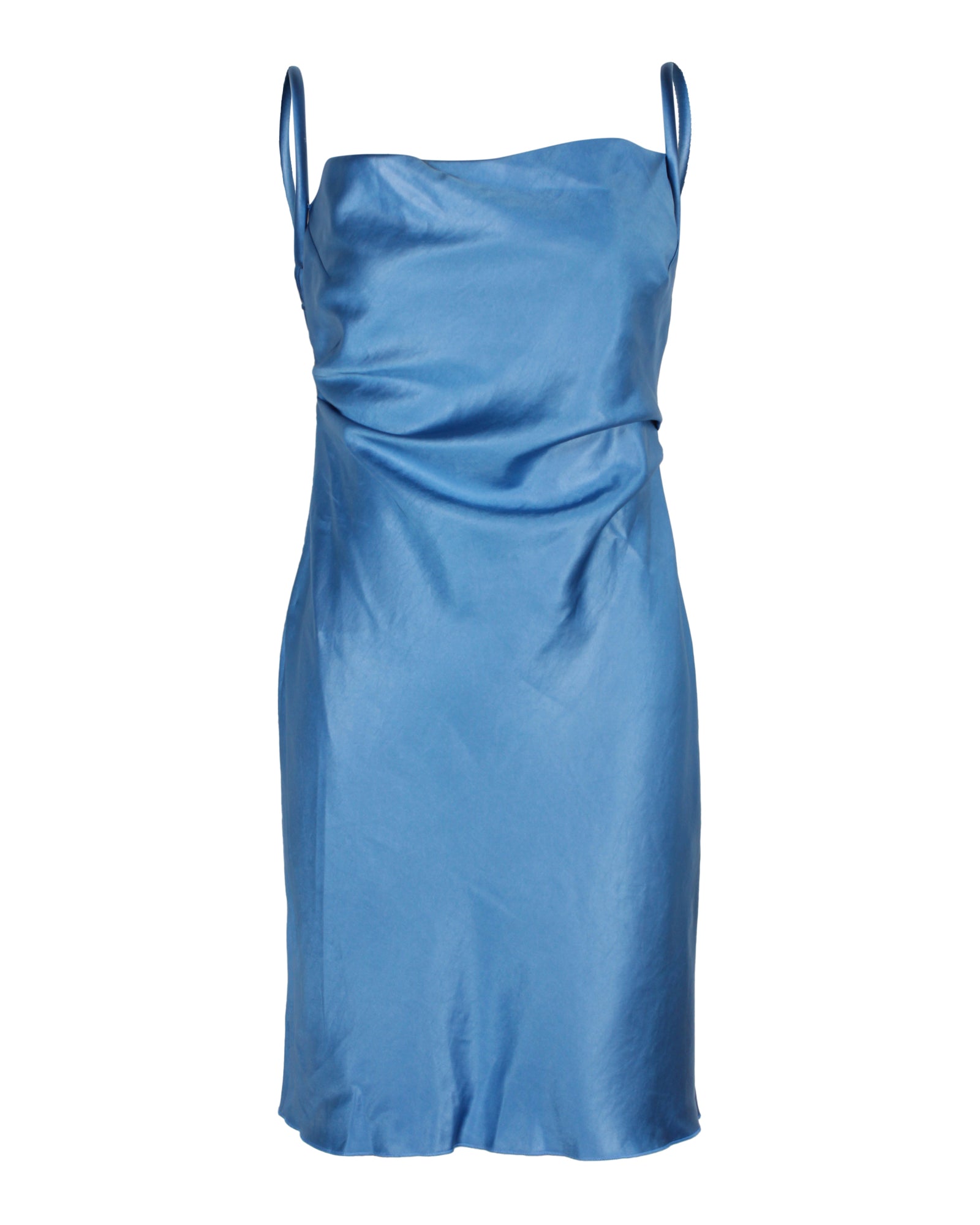 image of Nanushka Gathered Slip Dress in Blue Polyester