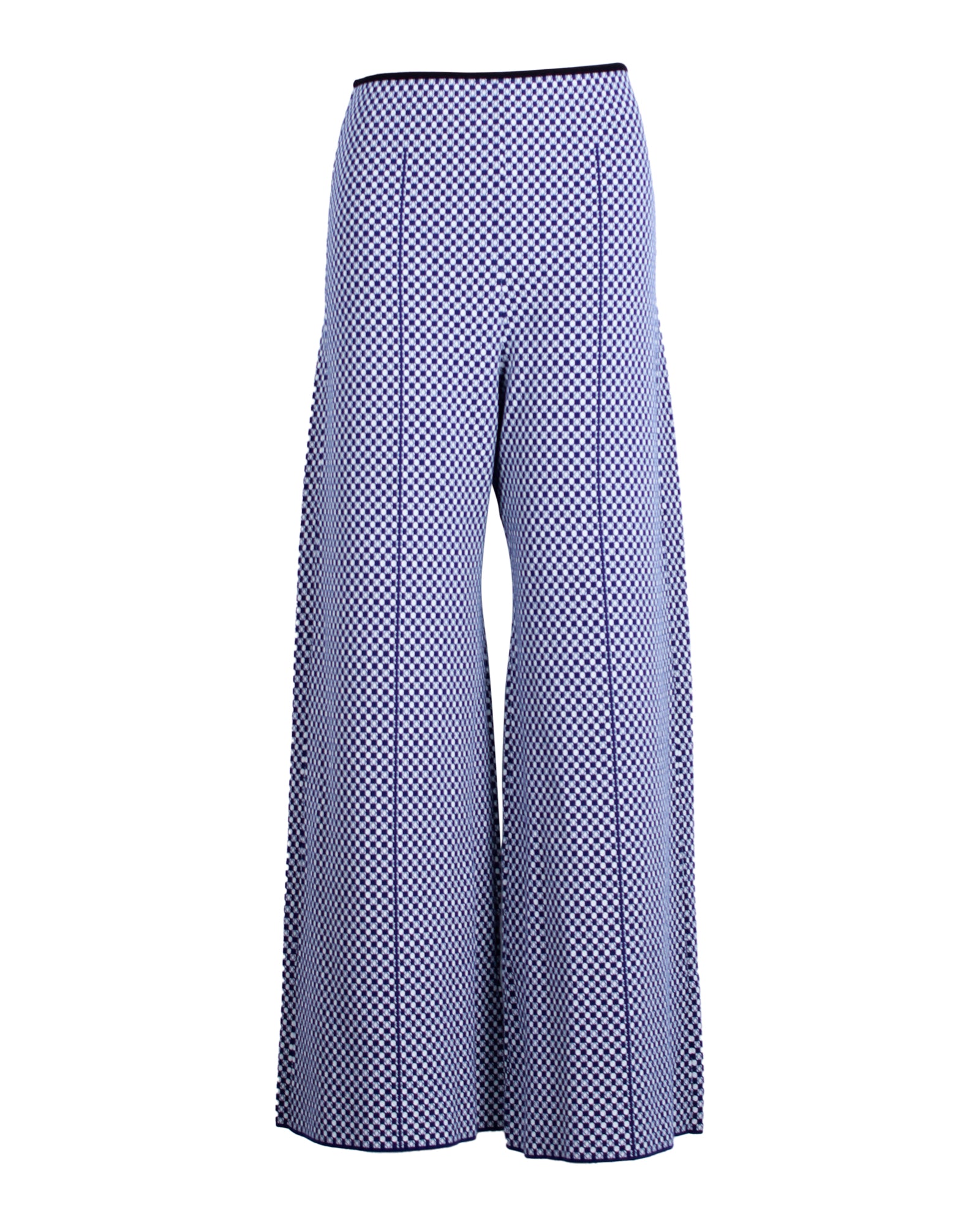 image of Sportmax Patterned Wide-Leg Pants in Navy Blue Viscose