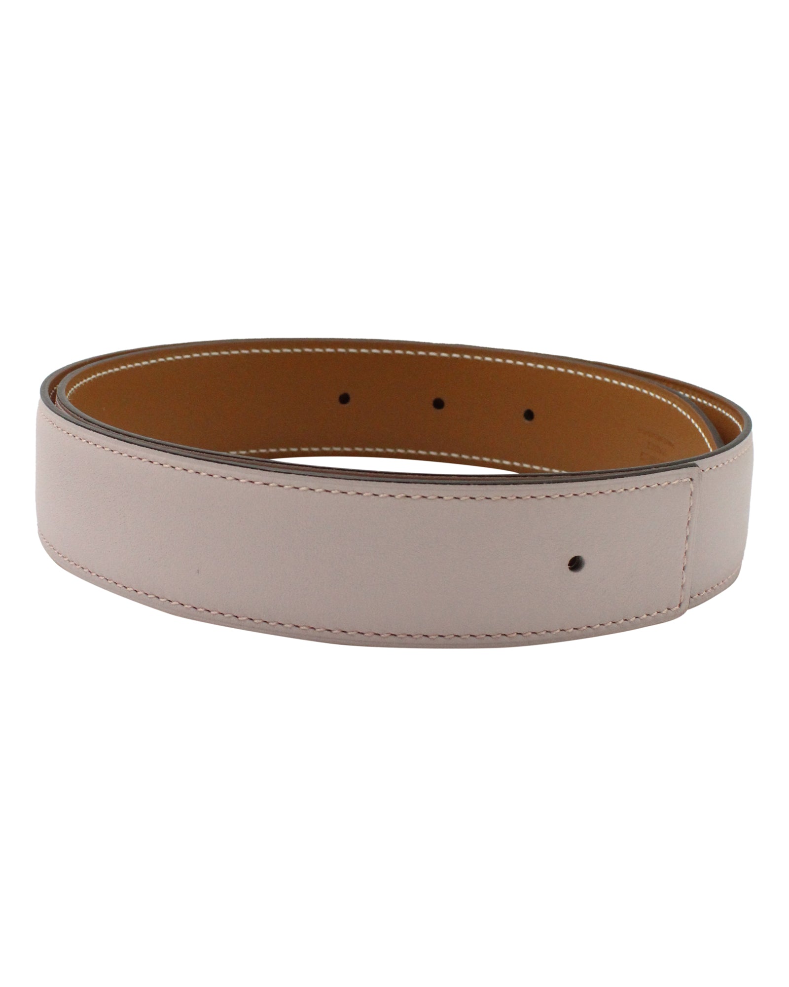 Image of Hermes Reversible Belt w/o Buckle in Pink and Brown Leather