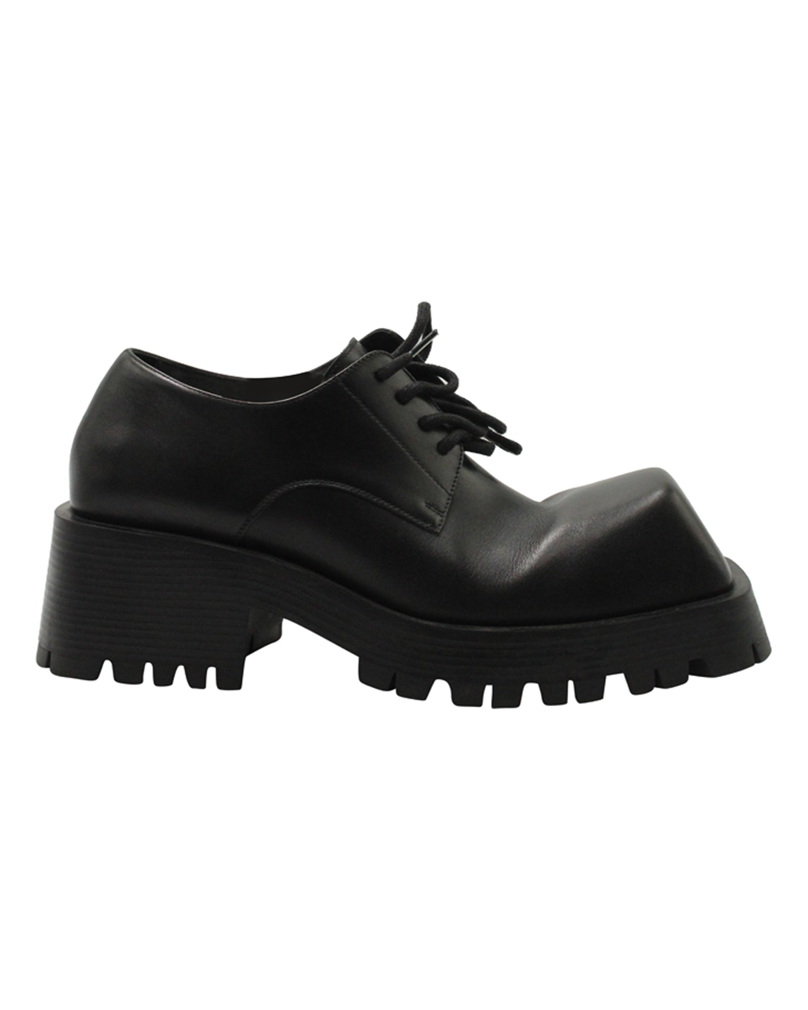 image of Balenciaga Trooper Derby Shoes in Black Leather