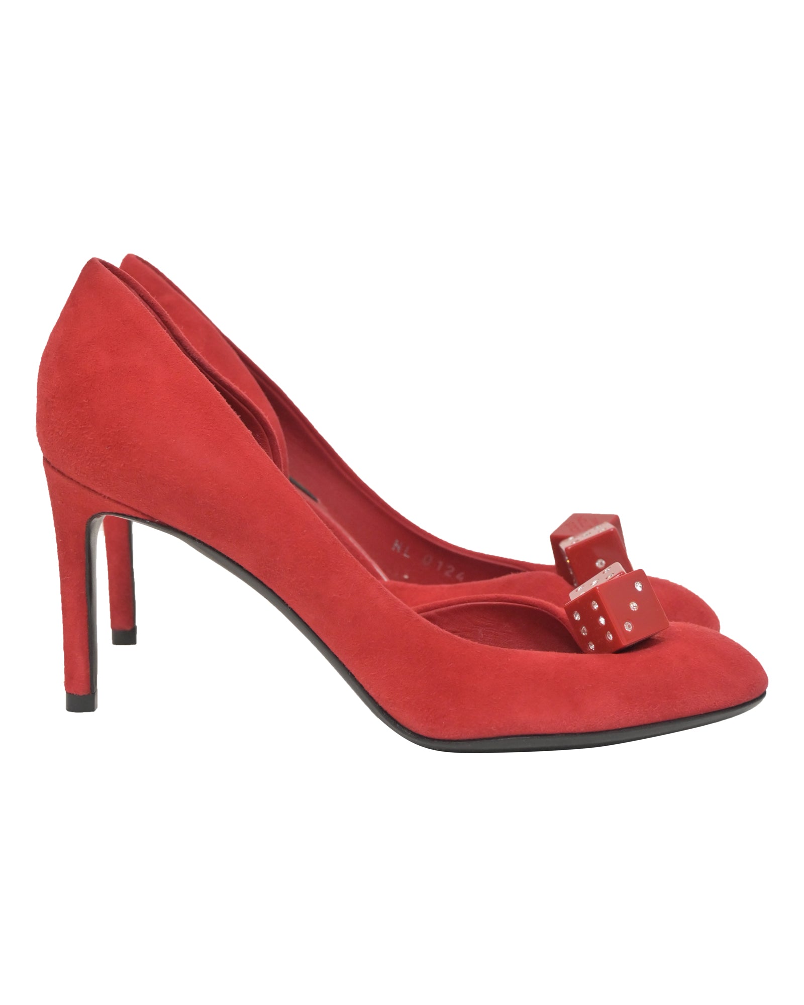 image of Louis Vuitton Dice Pumps in Red Suede